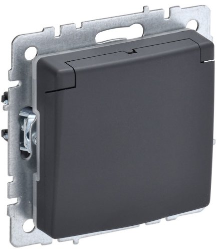 Розетка с заземлением без рамки IEK Brite РСбш10-3-БрГ 1-м. крышка шторки графит фото Розетка с заземлением без рамки IEK Brite РСбш10-3-БрГ 1-м. крышка шторки графит картинка